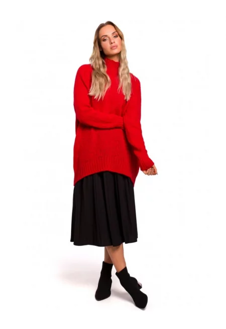 Пуловер с  яка - акрил - полиамид - червен