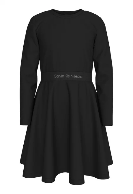 Разкроена рокля с лого - Черен