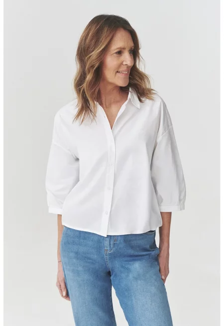 Риза с 3/4 ръкави - Бял