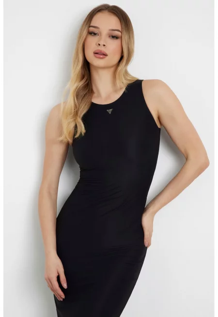 Рокля с овално деколте - Черен