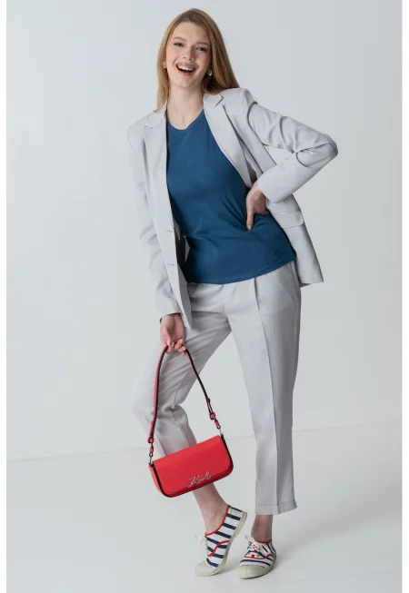 Сако от лиосел с раздвоен ревер - Пепеляво сиво