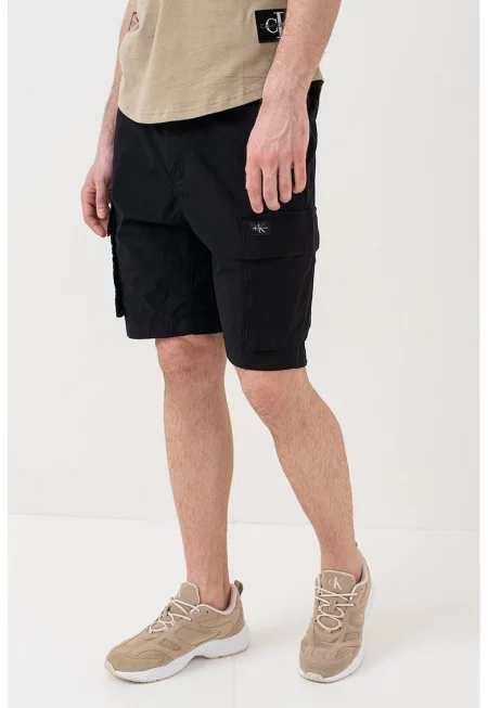 Шорти с памук с еластична талия - Черен