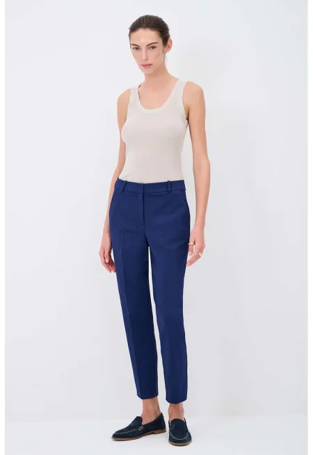 Скосен скъсен панталон - Индигово синьо