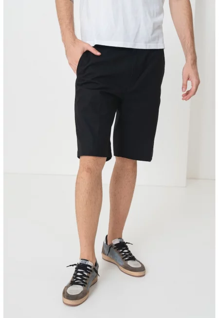 Слим бермуди чино от памук - Черен