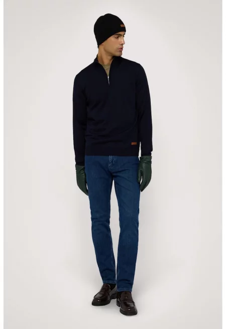 Слим дънки с миди талия - Тъмносин