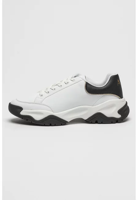 Спортни обувки от еко кожа с контрасти - Черен/Бял