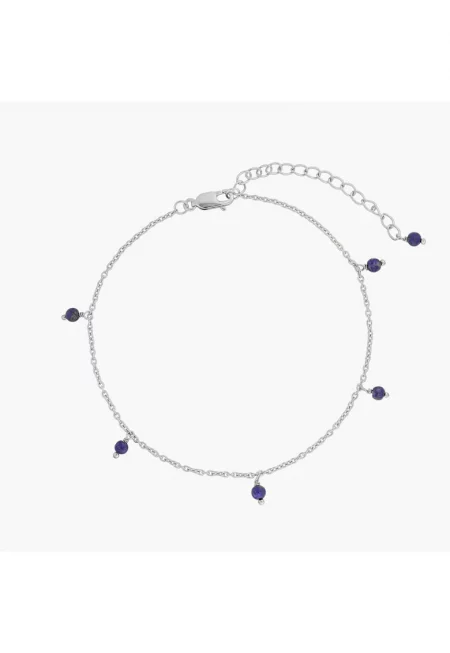 Сребърна гривна за глезен Gem Droplet - Лапис