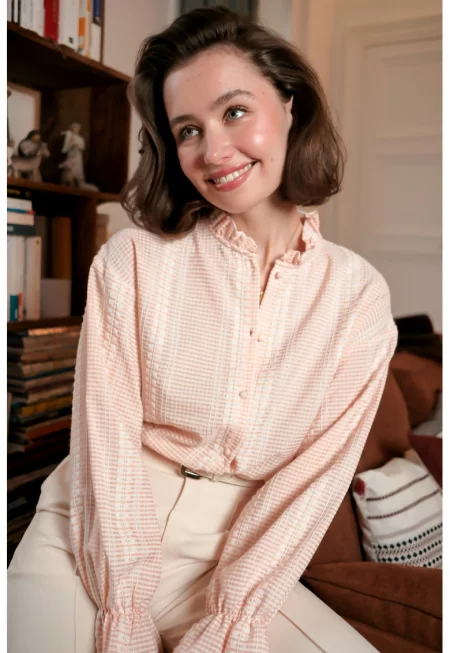 Светло розова риза с бродирани детайли 4857TPINK 16936