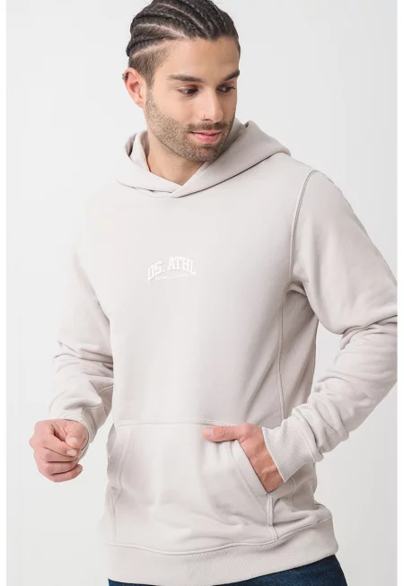 Свободно худи с надпис - Светло сив