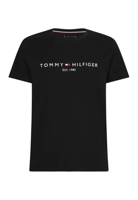 Тениска от органичен памук с лого и надписи - Тъмносин