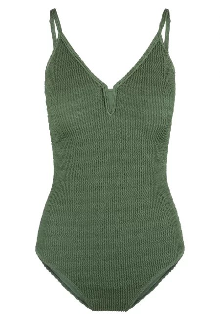 Цял бански с бляскав ефект - Тъмнозелен