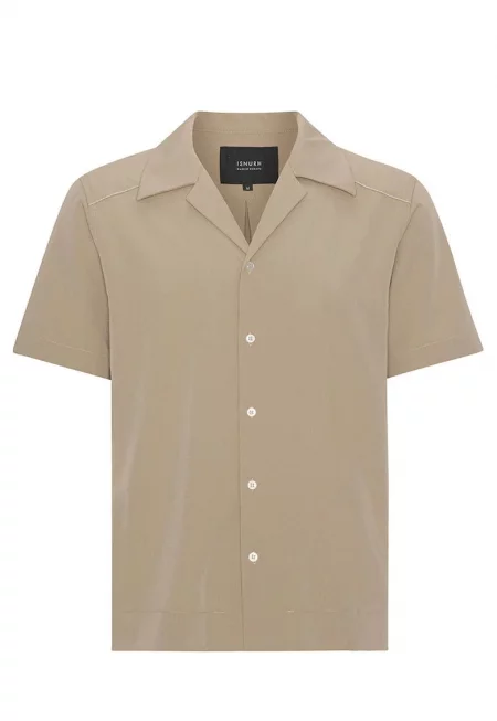 Универсална риза с къс ръкав - подходяща за всеки гардероб - Бежов