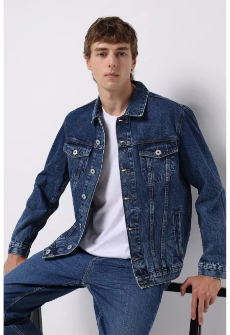 Яке от деним с копчета - Тъмносин