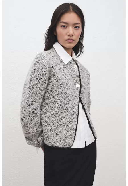 Жилетка с вълна и копчета - Светло сив