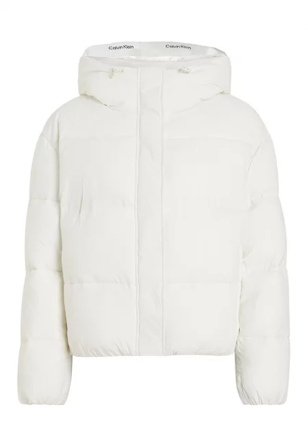 Зимно яке с качулка - Бял