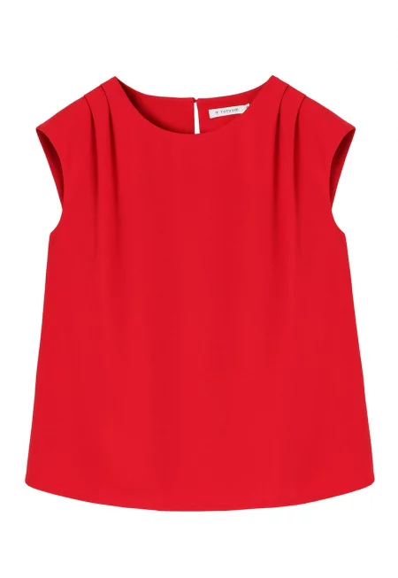 Блуза с къси ръкави - Аленочервен