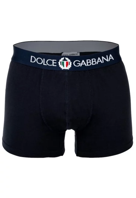 Боксерки с памук с лого на талията - Син