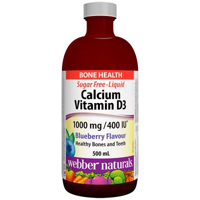 Calcium & Vitamin D3 Liquid/ Калций 1000 mg + Витамин D3 400 IU х 500 ml с вкус на боровинки
