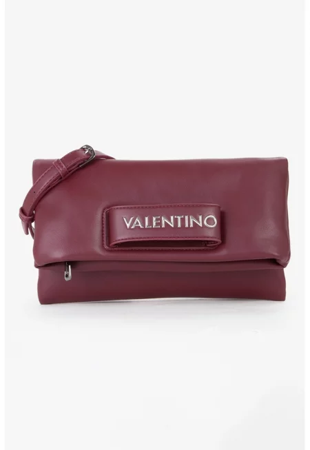 Чанта през рамо от еко кожа с капаче - Бордо