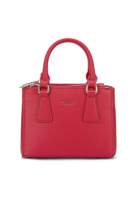 Чанта за рамо от еко кожа с лого - Червен