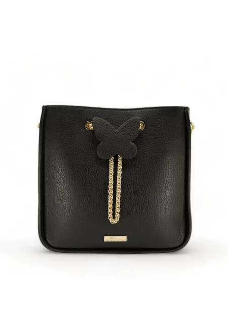 Дамска чанта Delicato Chic от естествена кожа - Черен