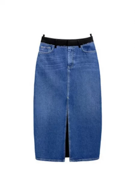 Дамска пола -  тъмносиня - полиестер-памук-вискоза-еластан - синя