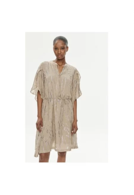 Дамска рокля -  303956936 - Вискоза/Метални влакна - Бежов - Бежов