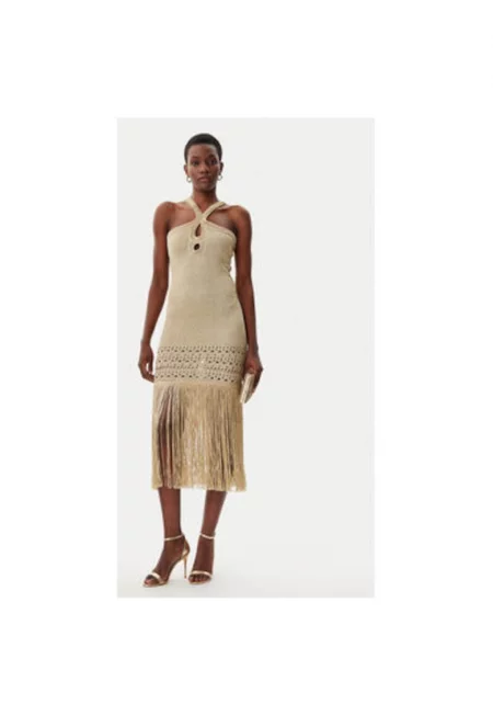 Дамска рокля -  305172495 - Вискоза/Метални влакна - Бежов - Бежов