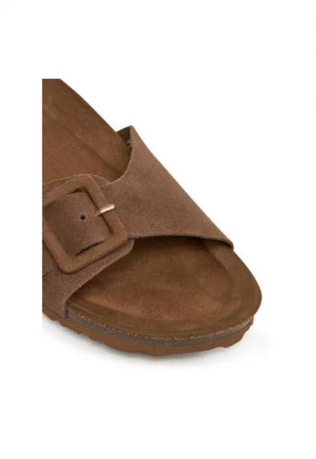 Дамски джапанки - GLIDE-QT -  Естествена кожа - Кафяв - Кафяв