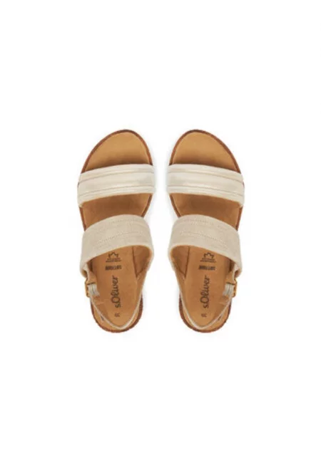 Дамски сандали - 5-28701-44 410 - S Oliver - Естествена кожа - Бежов