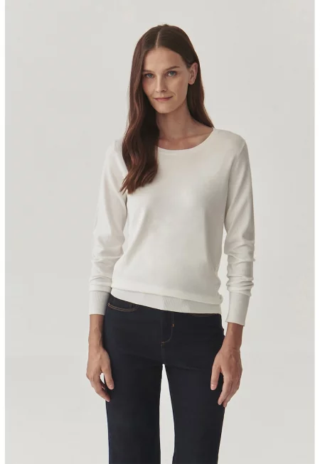 Фино плетен пуловер Tessini - Слонова кост