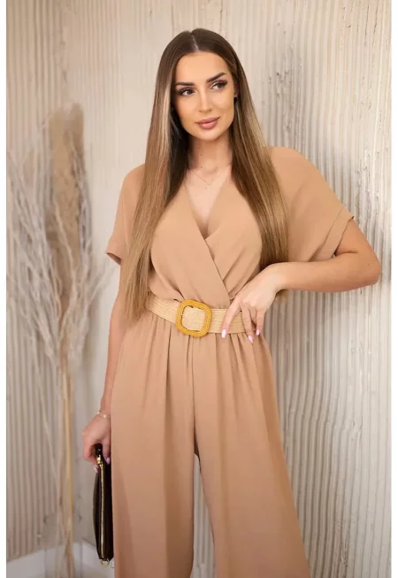 Гащеризон с декоративен колан на талията - Един размер