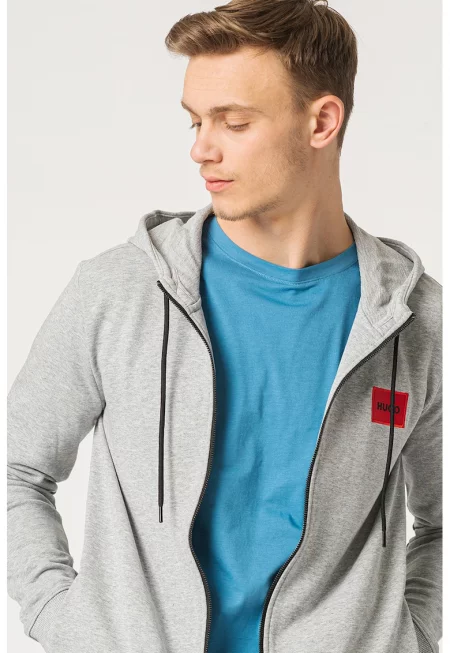 Худи Dapple 212 с цип и пришито лого - Сив меланж