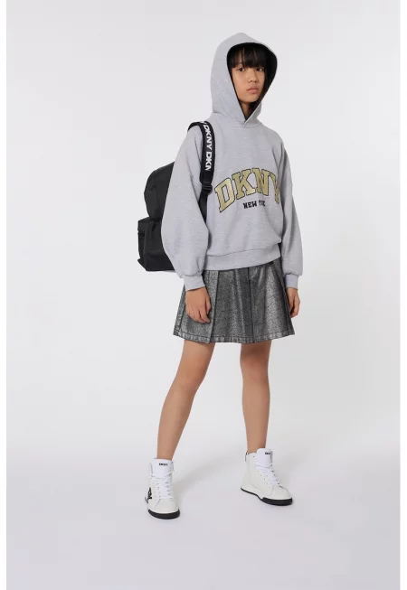 Худи с паднали ръкави и лого - Светло сив