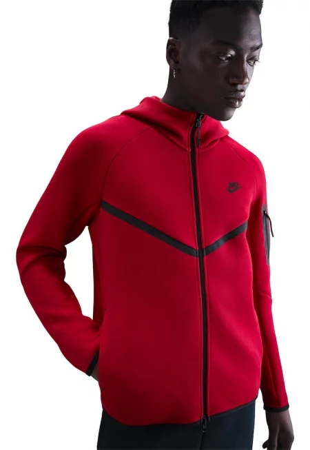 Худи с цип и лого - Тъмночервен