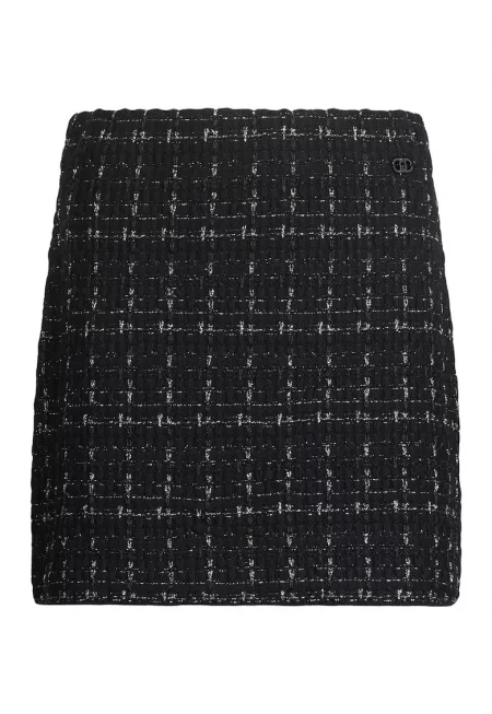 Къса плетена пола - Черен