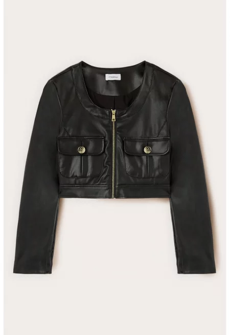 Късо яке с от еко кожа
