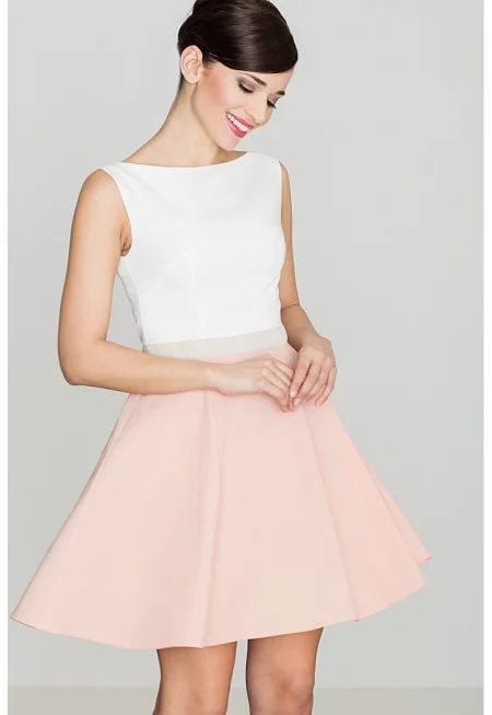 Коктейлна рокля  K083 - разкроена - с изрязана талия - без презрамки - ретро - полиестер-вискоза