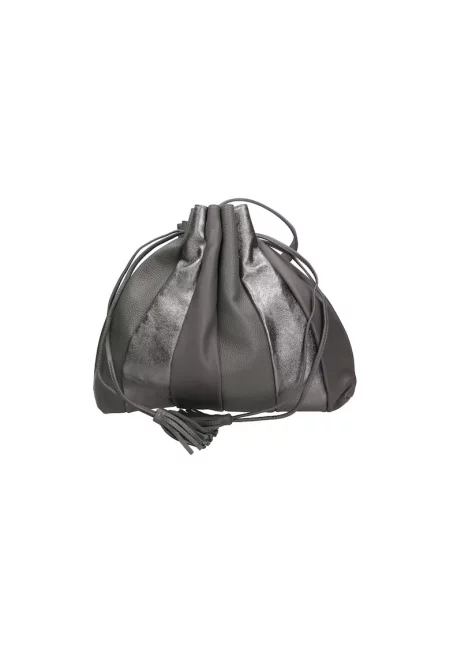 Кожена чанта 25689 с релеф - Сив