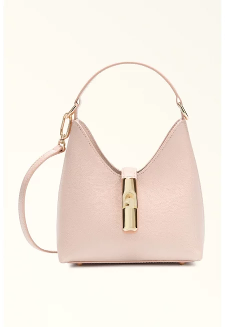Кожена чанта Iride с допълнителна презрамка - Бледо розово