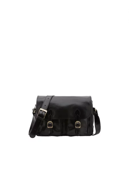 Кожена чанта през рамо - Черен