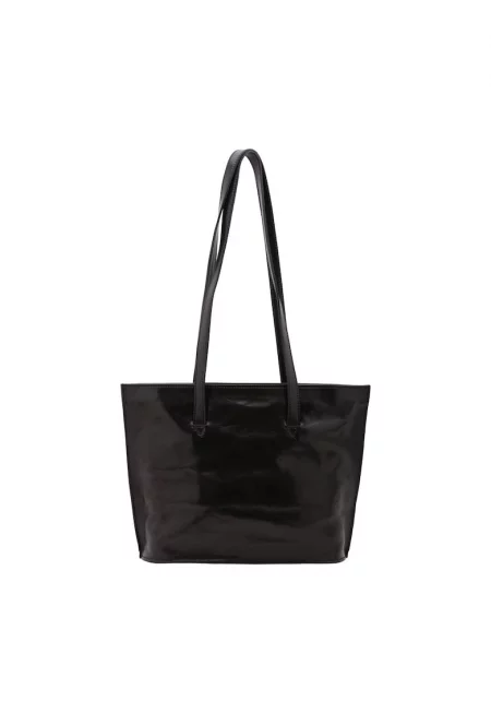 Кожена шопинг чанта - Черен