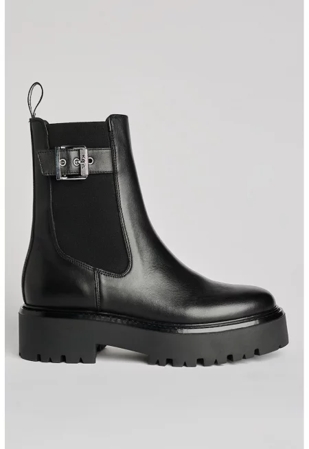 Кожени боти Chelsea с висок профил - Черен