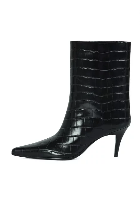 Кожени боти с котешки ток - Избеляло черно