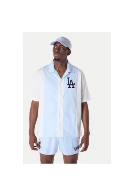 Мъжка риза  60596335 - памук - бяла/светлосиня