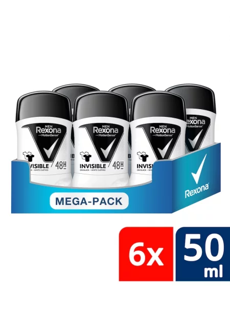 MEN Invisible Black&White мъжки стик против изпотяване - 6x50 мл
