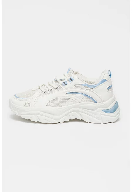 Мрежести спортни обувки от еко кожа - Лавандула/Бял