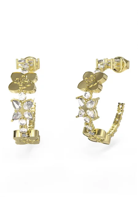 Обеци тип халки с циркони - Златист