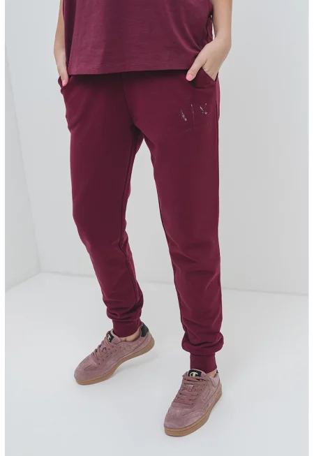 Памучен спортен панталон с джобове - Бордо