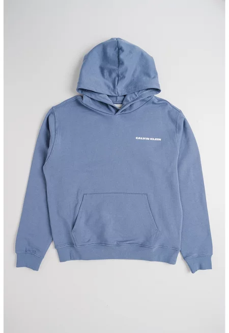 Памучно худи с лого - Прашно синьо